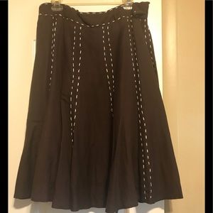 Cute Brown Linen Skirt W/White Throughout Size 16